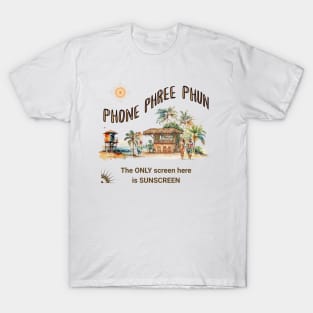 Phone Phree Phun Beach Surfing Tropical Island T-Shirt